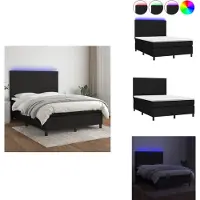 vidaXL Letto a molle con materasso e LED in tessuto nero 140x200 cm - Letti e strutture letto