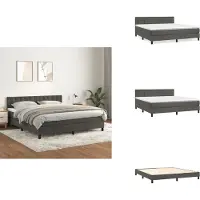 vidaXL Letto a molle con materasso grigio scuro 160x200 cm in velluto - Letti e strutture letto