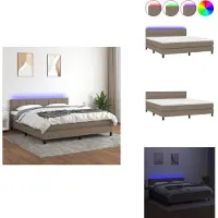 vidaXL Letto a molle con materasso e tessuto LED Taupe 160x200 cm - Letti & strutture letto