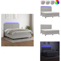 vidaXL Letto a molle con materasso e tessuto LED grigio chiaro 160x200 cm - Letti & strutture letto