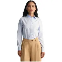 Gant per donna. 4300348 Camicia in popeline blu vestibilità regolare (40), Casual, Cotone, Manica lunga