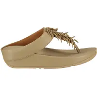 FitFlop per donna. HQ4-A94 Sandali in pelle Rumba con perline beige (39), Ecopelle, 3 a 5cm, Nessuno, Casual