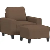 vidaXL Poltrona con sgabello marrone 60 cm in tessuto
