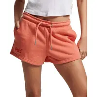 Superdry per donna. W7110388A Pantaloncini in maglia con logo vintage ricamato arancione (XS), Casual, Cotone, Corallo, Sostenibile