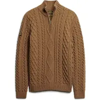Superdry per uomo. M6110527A Maglione lavorato a maglia a trecce con mezza zip Jacob vintage marrone (XL), Casual, Acrilico