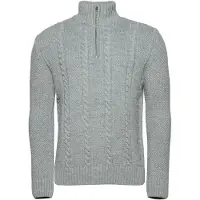 Superdry per uomo. M6110527A Maglione lavorato a maglia a trecce con mezza zip Jacob grigio vintage (XXL), Casual, Acrilico