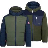 TROLLKIDS Kid's Sandvika Turnover Jacket Giacca in pile Bambini (110, olivia/blu)