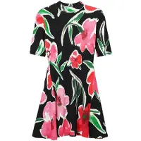 Desigual , Abito corto pieghe fiori, Viscosa, Nero, XL