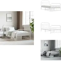 vidaXL Struttura letto con testiera e pediera in metallo bianco 107x203 cm - Letti e strutture letto