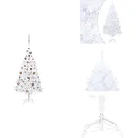 vidaXL Albero di Natale artificiale con luci e decorazioni bianco 120 cm - Alberi di Natale