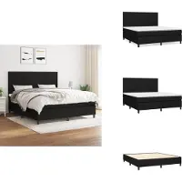 vidaXL Letto a molle con materasso nero 160x200 cm in tessuto - Letti e strutture letto