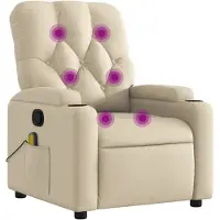 vidaXL Sedia da massaggio in tessuto crema