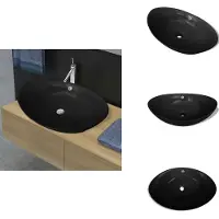 vidaXL Lussuoso lavabo in Vetroceramica ovale nero - Lavabo da bagno