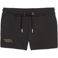 Superdry per donna. W7110427A Pantaloncini neri con logo Essential (M), Nero, Casual, Cotone