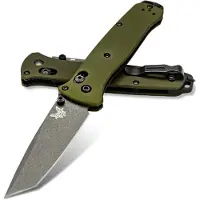 Benchmade Coltello pieghevole Bailout CPM M4 Tungsten Gray Cerakote, woodland green aluminum