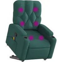 vidaXL Poltrona per massaggi con ausilio per l'assistenza in piedi in tessuto verde scuro