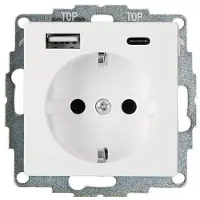 USB Presa Schuko inCharge PRO 55 A/C bianco puro opaco, VDE