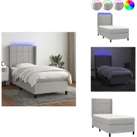 vidaXL Letto a molle con materasso e tessuto LED grigio chiaro 100x200 cm - Letti e strutture letto
