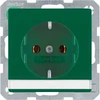 Berker 47506003 Presa SCHUKO con campo di etichettatura verde con Q.1/Q.3