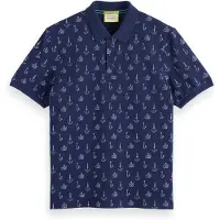 Scotch & Soda Mini All Over Print Polo Navy Blue Taglia: M | Polo Outlet | Uomo | Blu