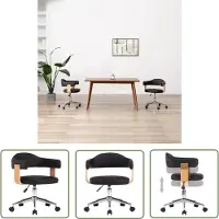 The Living Store Sedia da ufficio girevole in legno curvato nero e Pelle finta