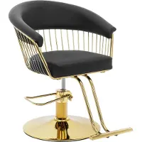 Physa Expondo Poltrona da parrucchiere con poggiapiedi - 44 - 54 cm - 200 kg - Nero, Dorato