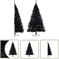 The Living Store Mezzo albero di Natale artificiale con supporto nero 210 cm PVC