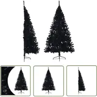 The Living Store Mezzo albero di Natale artificiale con supporto nero 180 cm PVC