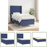 The Living Store Letto a molle con materasso Blu 80x200 cm in tessuto