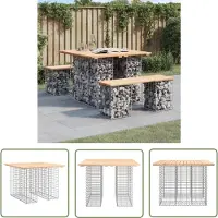 The Living Store Panca da giardino Gabion 100x102x72 cm in legno di pino massiccio