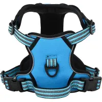 vidaXL Pettorina per cani con guinzaglio e collare regolabile blu L