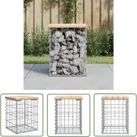 The Living Store Panca da giardino Gabion 33x31x42 cm in legno di pino massiccio
