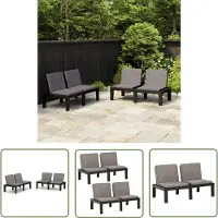 The Living Store Panchine da giardino con cuscini 2 pz. Plastica grigia