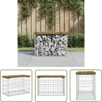 The Living Store Panca da giardino in gabbione 63x31,5x42 cm in legno di pino impregnato