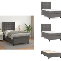 vidaXL Letto a molle con materasso grigio 90x190 cm in Pelle finta - Letti & strutture letto