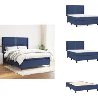 vidaXL Letto a molle con materasso blu 140x190 cm in tessuto - Letti & strutture letto