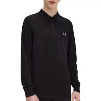 Fred perry per uomo. M6006 Polo liscio a manica lunga nero (XXL), Casual, Cotone