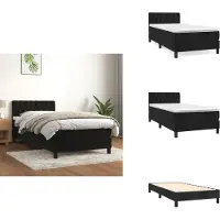 vidaXL Letto a molle con materasso nero 90x200 cm in velluto - Letti & Reti