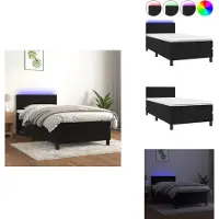 vidaXL Letto a molle insacchettate con materasso e LED in velluto nero 90x200 cm - Letti & strutture letto