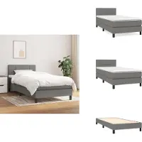 vidaXL Letto a molle con materasso grigio scuro 90x190 cm in tessuto - Letti & strutture letto