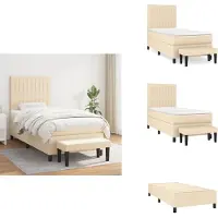vidaXL Letto a molle con materasso crema 90x190 cm in tessuto - Letti & strutture letto