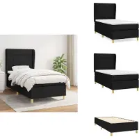vidaXL Letto a molle con materasso nero 80x200 cm in tessuto - Letti e strutture letto