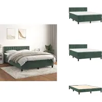 vidaXL Letto a molle con materasso verde scuro 140x190 cm in velluto - Letti e strutture letto