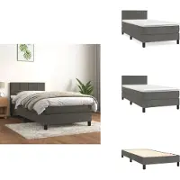 vidaXL Letto a molle con materasso grigio scuro 90x200 cm in velluto - Letti e strutture letto
