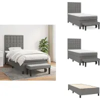 vidaXL Letto a molle con materasso grigio scuro 90x190 cm in tessuto - Letti & strutture letto