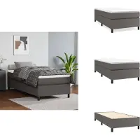 vidaXL Letto a molle con materasso grigio 80x200 cm in Pelle finta - Letti & strutture letto