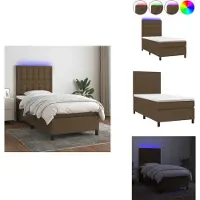 vidaXL Letto a molle con materasso e LED in tessuto marrone scuro 90x190 cm - Letti & strutture letto
