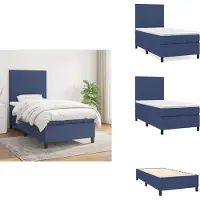 vidaXL Letto a molle con materasso blu 90x190 cm in tessuto - Letti e strutture letto