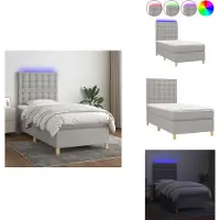 vidaXL Letto a molle con materasso e tessuto LED grigio chiaro 90x190 cm - Letti & strutture letto