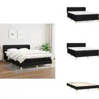 vidaXL Letto a molle con materasso nero 140x190 cm in tessuto - Letti e strutture letto